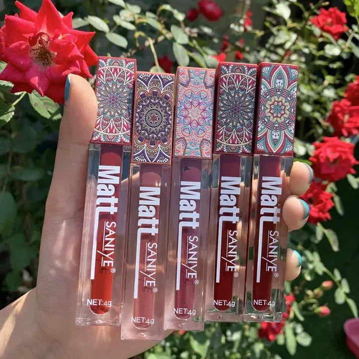 Matte Lip Gloss Set - Pink, Peach & Brown with Mica